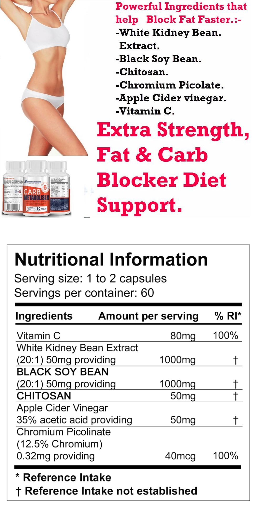 Carb Blocker and Carb Metabolism Tablets for   Weight Loss for Women and Men.Helps Block   Fat from Building up